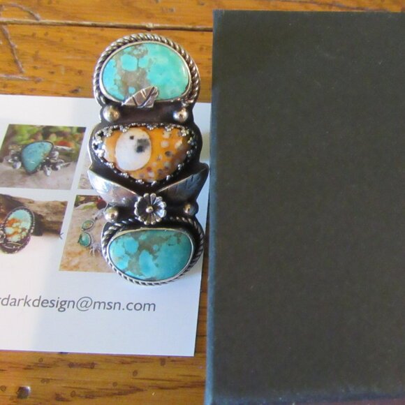 Etsy Artisan After Dark Designs Fawn Jasper Turquoise Sterling Silver Ring 6.5 - Picture 5 of 15